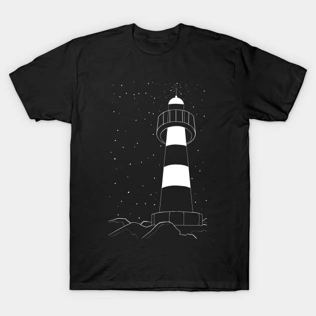 Lighthouse and the stars. T-Shirt by SharandinaArt